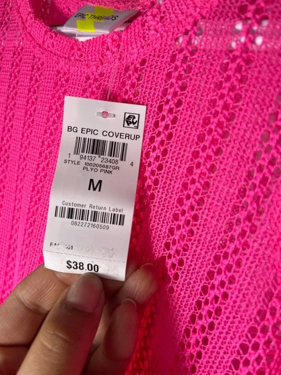 Epic Threads Girls Bright Neon Pink Sleeveless Tiered Eyelet Coverup size M NWT - Picture 2 of 7